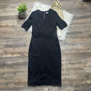 CAbi Black Claire Ponte Sheath Midi Dress 3101